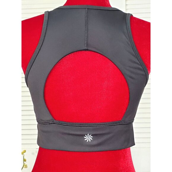 Athleta Women's Black Raceback Key Hole Back Lightly Lined Sports Bra Sz M 1031 - Picture 6 of 9